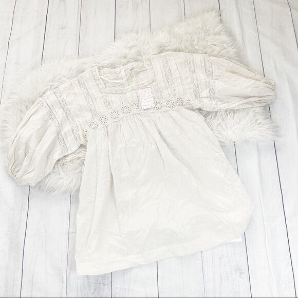 Free People Womens Azalea Lace Tunic in Ivory Balloon Sleeve‎ Size Small NEW - Picture 2 of 5